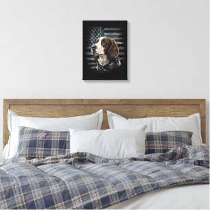 Springer Spaniel Hund Amerikanische Flagge Leinwanddruck