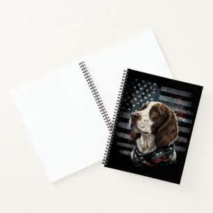 Springer Spaniel Hund Amerikanische Flagge Notizbuch