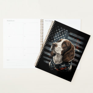 Springer Spaniel Hund Amerikanische Flagge Planer