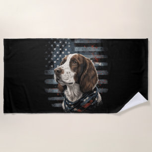 Springer Spaniel Hund Amerikanische Flagge Strandtuch