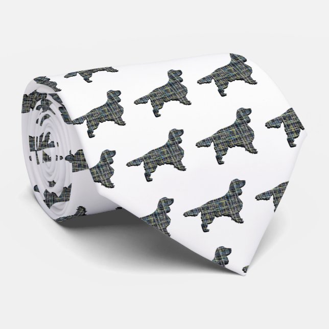 Springer Spaniel Hund Gelb & Schwarz Grid Weiß Krawatte (Gerollt)