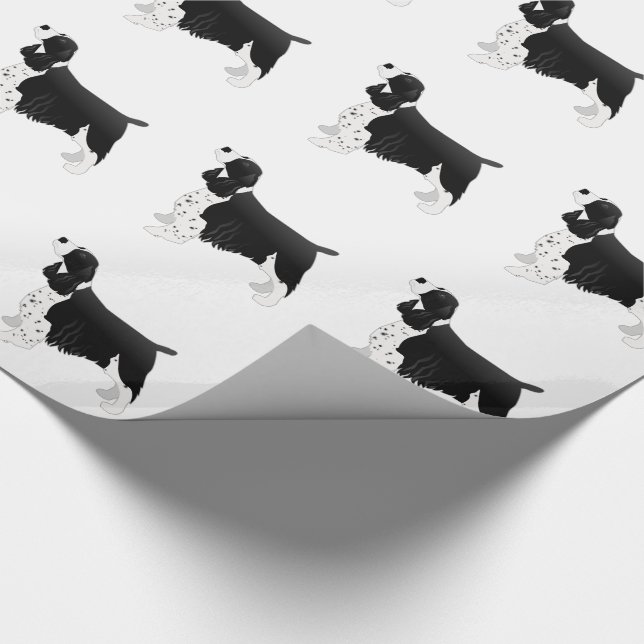 Springer Spaniel Hund Grundzucht Silhouette Black Geschenkpapier (Ecke)