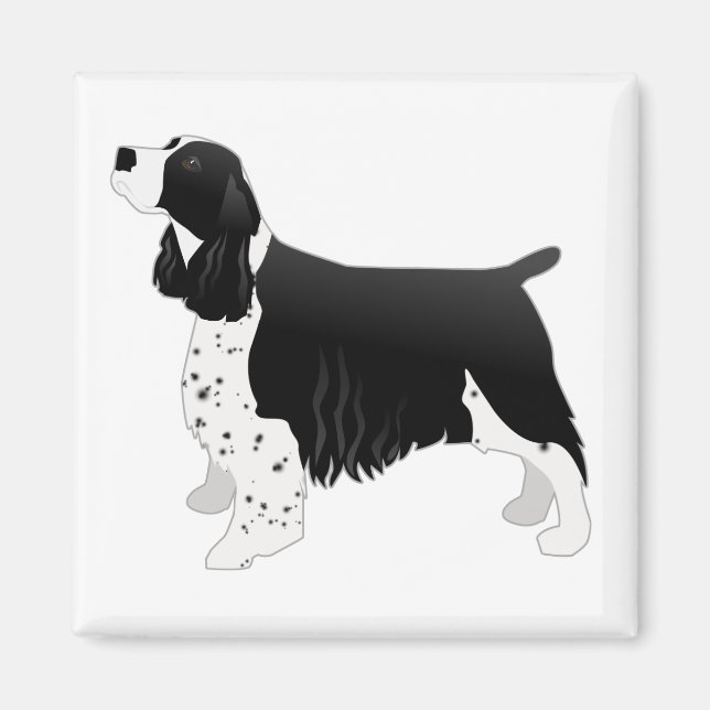 Springer Spaniel Hund Grundzucht Silhouette Black Magnet (Vorne)