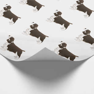 Springer Spaniel Hund Grundzucht Silhouette Brown Geschenkpapier