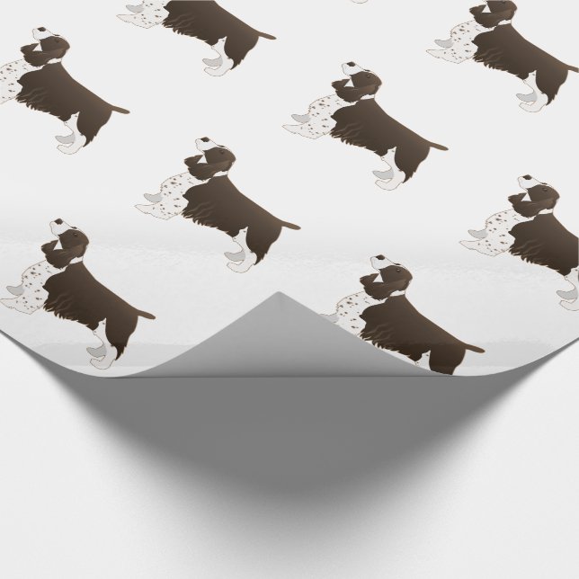Springer Spaniel Hund Grundzucht Silhouette Brown Geschenkpapier (Ecke)