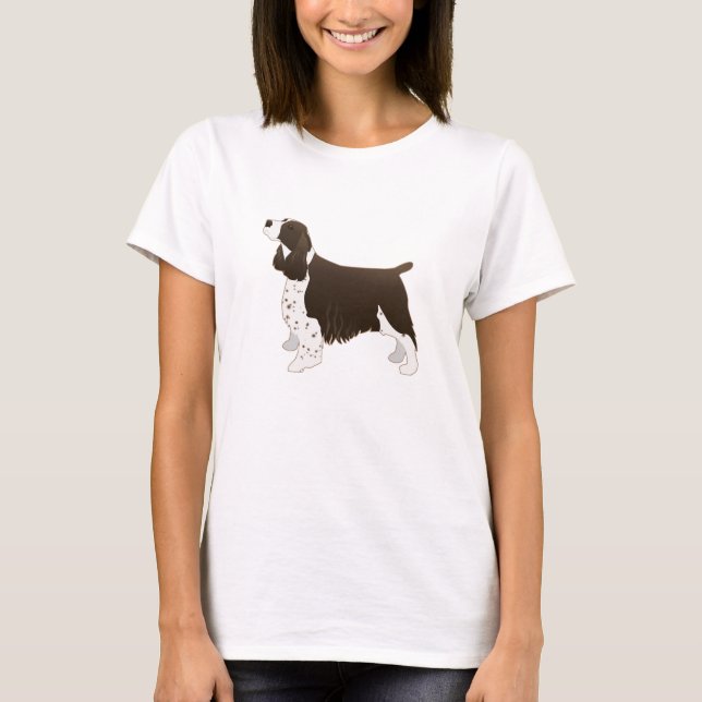 Springer Spaniel Hund Grundzucht Silhouette Brown T-Shirt (Vorderseite)