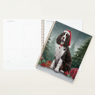 Springer Spaniel Hund im Schnee Weihnachten Planer