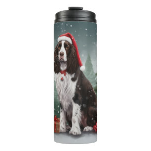 Springer Spaniel Hund in Schneeweihen Thermosbecher