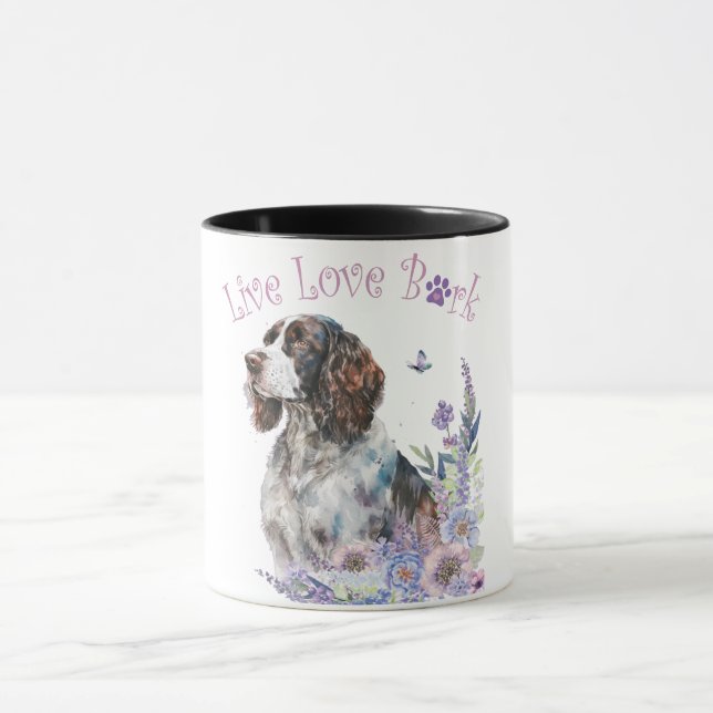 Springer Spaniel Hund Mama Floral Tasse (Zentrum)