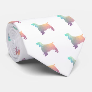 Springer Spaniel Hund Rasse Geo Silhouette Pastel Krawatte
