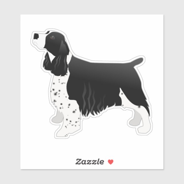 Springer Spaniel Hund Rasse Side View Silhouette Aufkleber (Blatt)