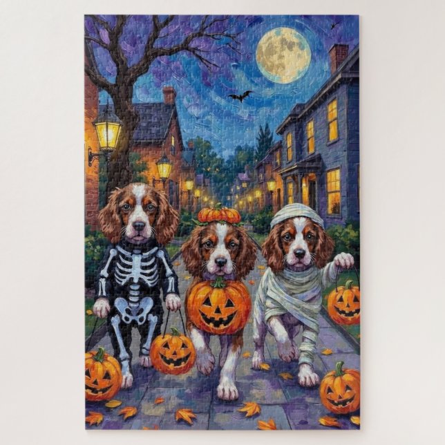 Springer Spaniel Hunde in Halloween-Kostümen Puzzle (Vertikal)