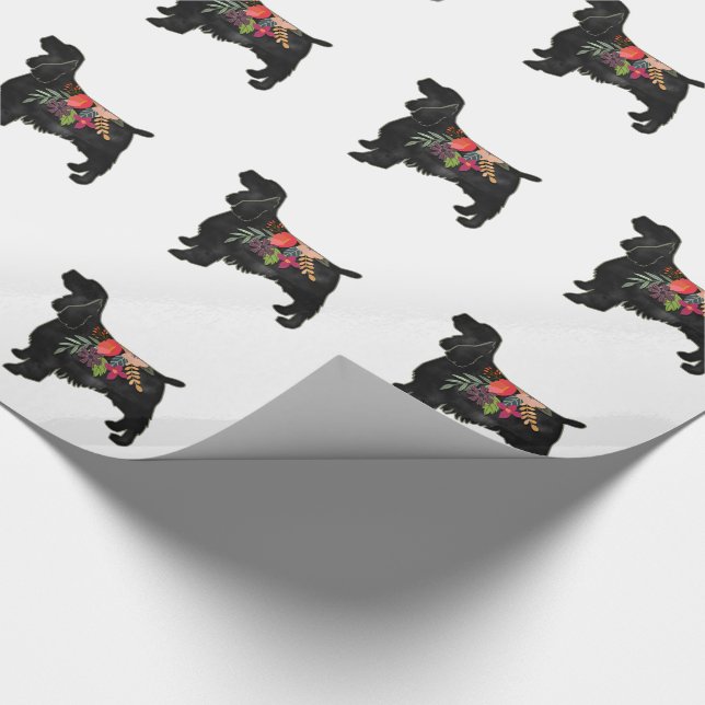 Springer Spaniel Hunde Rasse Bohemische Blütenblüt Geschenkpapier (Ecke)