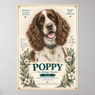 Springer Spaniel Hunde Skizze | Poppy Nr. 04 Poster