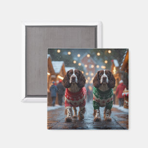 Springer Spaniel Hunde Weihnachten Schnee Feiertag Magnet