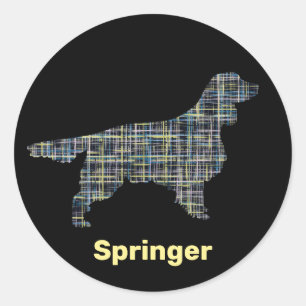 Springer Spaniel Hundeleine, Gelb- und Schwarz-Git Runder Aufkleber