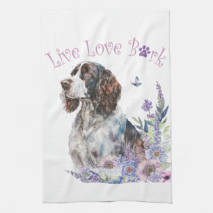 Springer Spaniel Hundemama Blumen Geschirrtuch