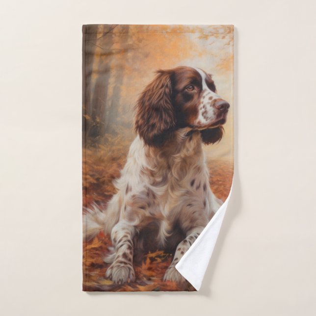 Springer Spaniel im Herbst Leaves Fall Inspiriert Badhandtuch Set (Handtuch)