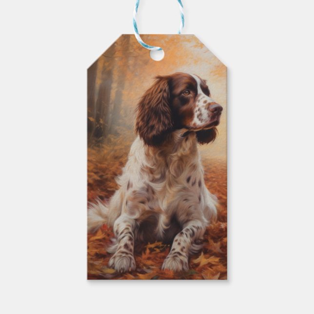 Springer Spaniel im Herbst Leaves Fall Inspiriert Geschenkanhänger (Vorderseite)