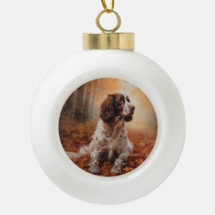 Springer Spaniel im Herbst Leaves Fall Inspiriert Keramik Kugel-Ornament