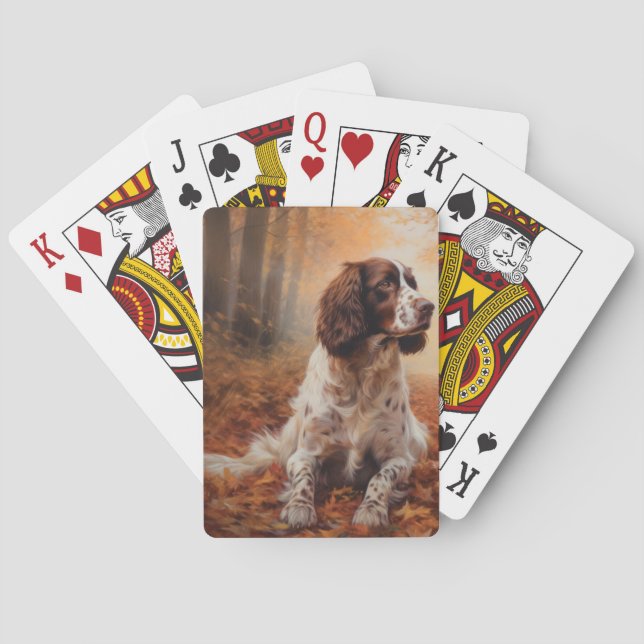 Springer Spaniel im Herbst Leaves Fall Inspiriert Spielkarten (Rückseite)