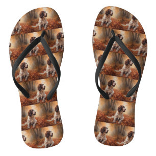 Springer Spaniel im Herbstlaub inspiriert Flip Flops