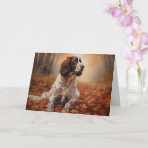 Springer Spaniel im Herbstlaubfall inspiriert Karte