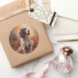 Springer Spaniel im Herbstlaubfall inspiriert Runder Aufkleber