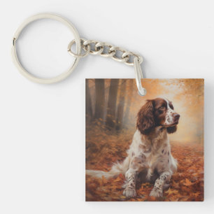 Springer Spaniel im Herbstlaubfall inspiriert Schlüsselanhänger