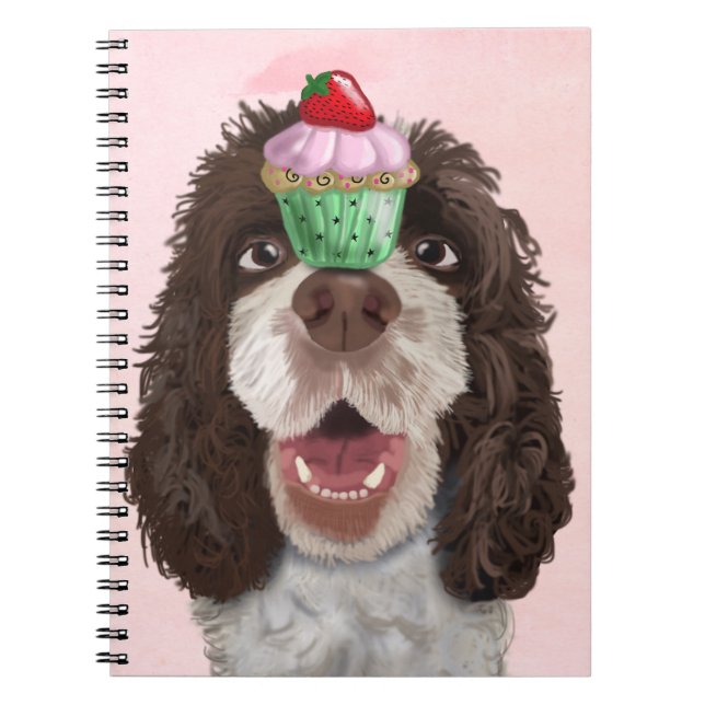 Springer Spaniel mit Cupcake 2 Notizblock (Vorderseite)