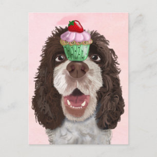 Springer Spaniel mit Cupcake 2 Postkarte