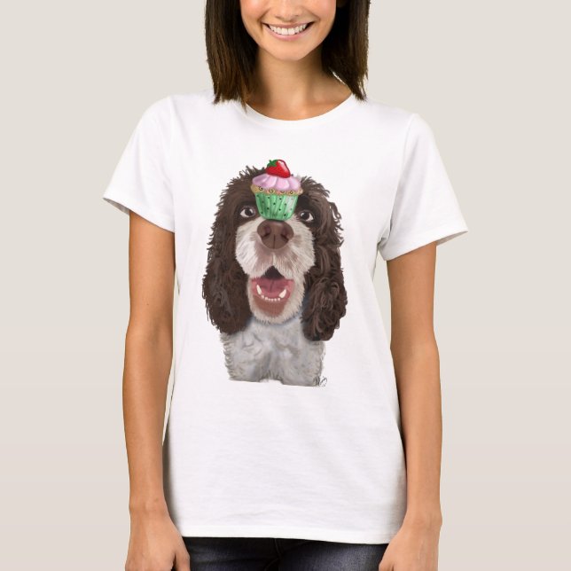 Springer Spaniel mit Cupcake 2 T-Shirt (Vorderseite)