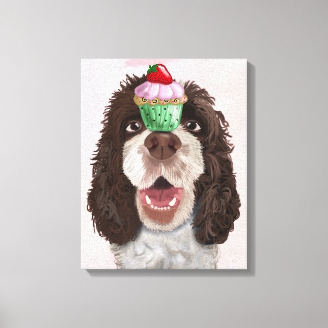 Springer Spaniel mit Cupcake Leinwanddruck (Vorderseite)