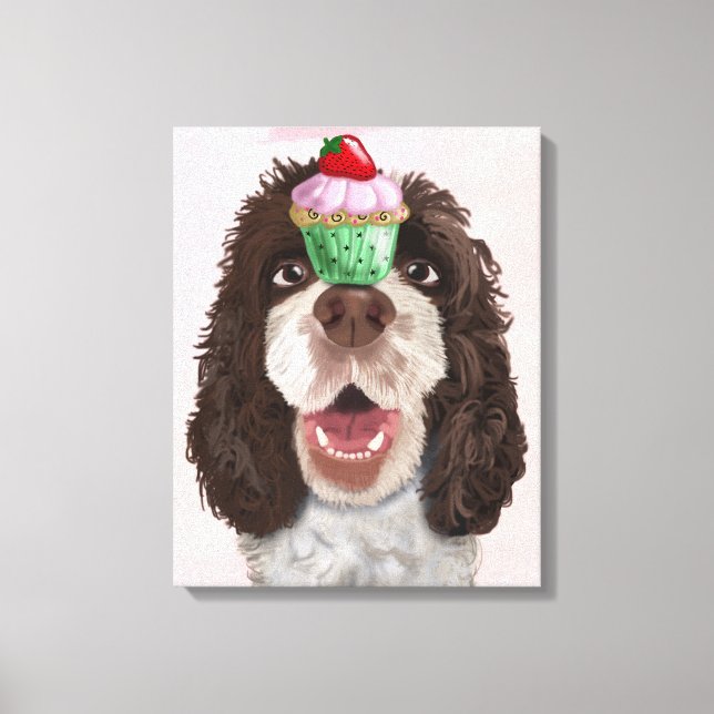 Springer Spaniel mit Cupcake Leinwanddruck (Vorderseite)