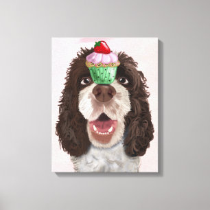 Springer Spaniel mit Cupcake Leinwanddruck