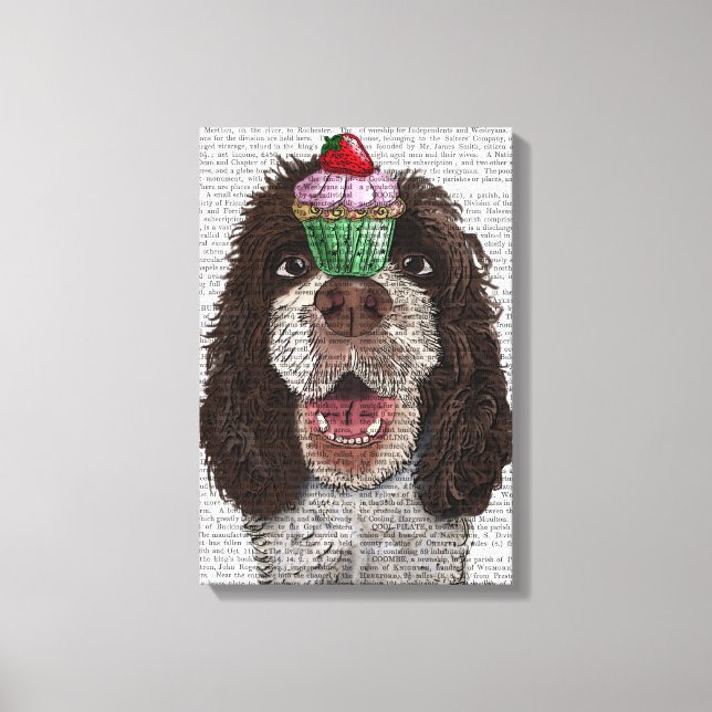 Springer Spaniel mit Cupcake Leinwanddruck (Vorderseite)