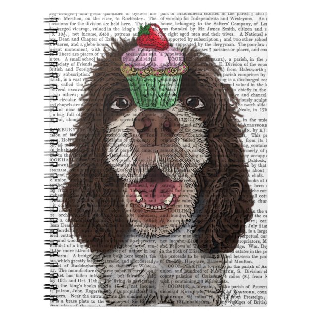 Springer Spaniel mit Cupcake Notizblock (Vorderseite)