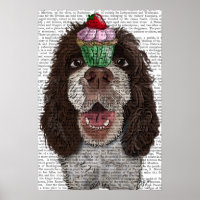 Springer Spaniel mit Cupcake