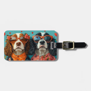 Springer Spaniel mit Herz Rosen Valentinstag Gepäckanhänger