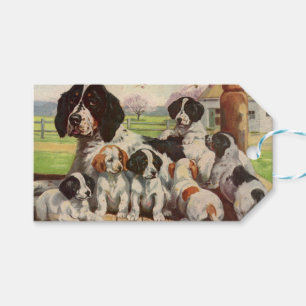 Springer Spaniel Mutter und Welpen Geschenkanhänger