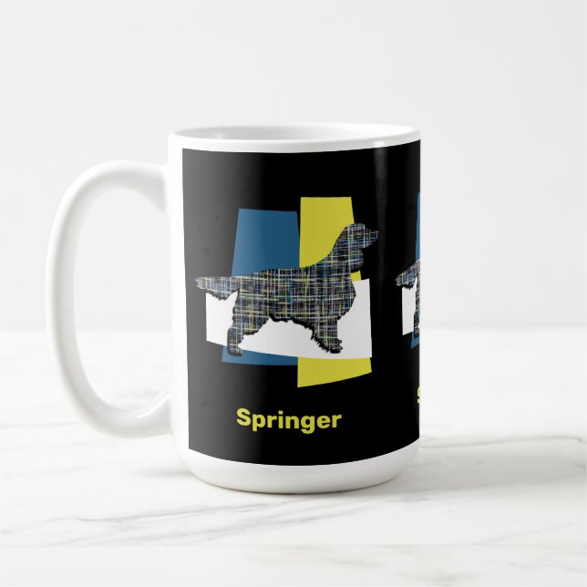 Springer Spaniel Niedlich Pet Hund Silhouette Y&B  Kaffeetasse (Links)