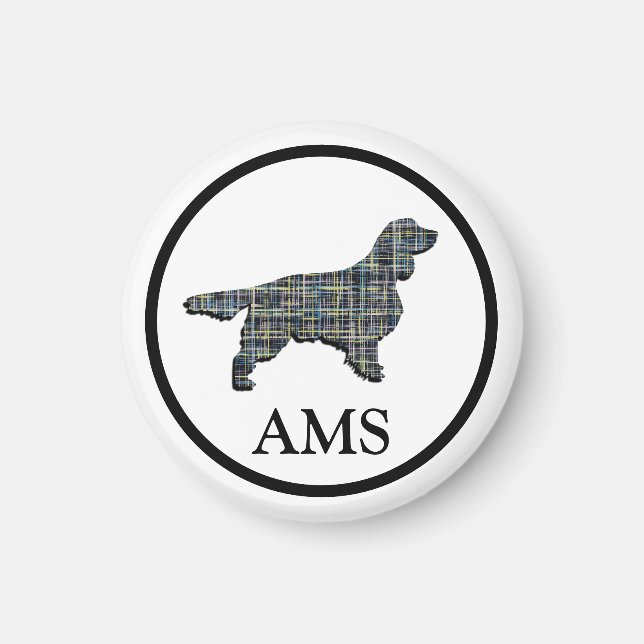 Springer Spaniel Niedlich Pet Hund Silhouette Y&B  Magnet (Vorne)