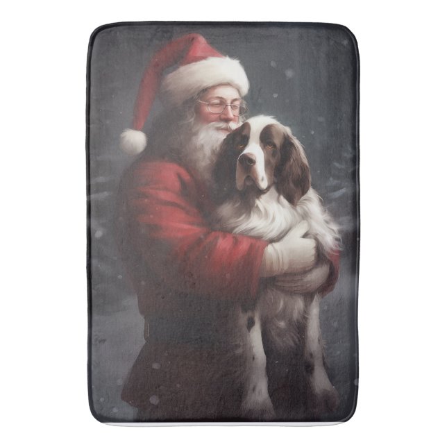 Springer Spaniel Santa Claus Festive Christmas Badematte (Vorderseite Vertikal)