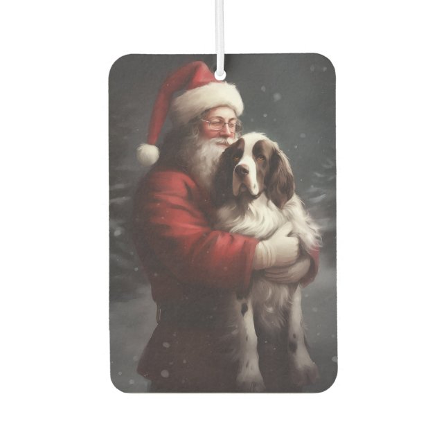 Springer Spaniel Santa Claus Festliche Weihnachten Autolufterfrischer (Vorderseite)