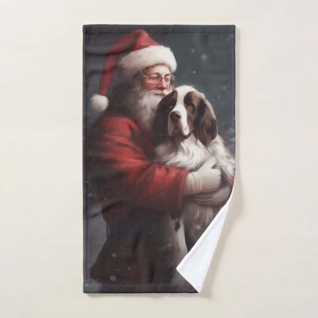 Springer Spaniel Santa Claus Festliche Weihnachten Badhandtuch Set (Handtuch)