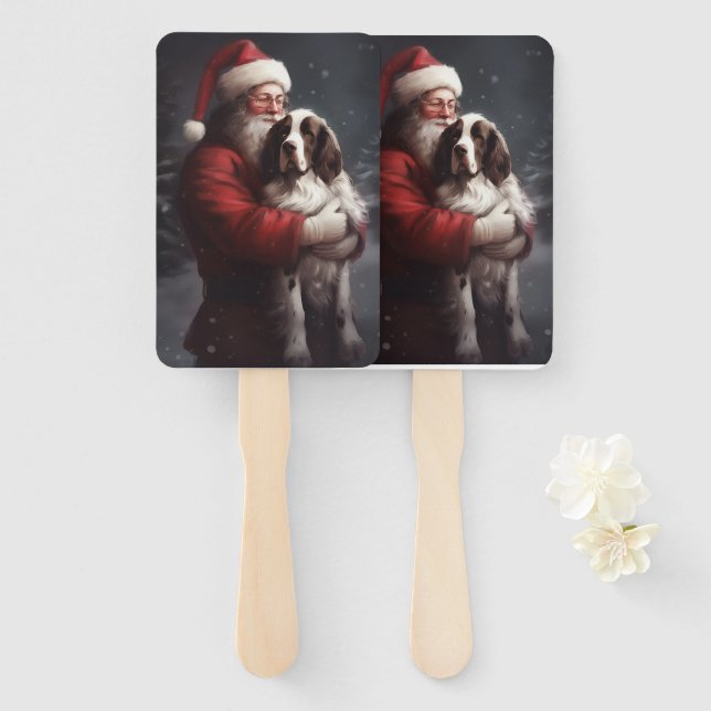 Springer Spaniel Santa Claus Festliche Weihnachten Fächer (Vorne und Hinten)