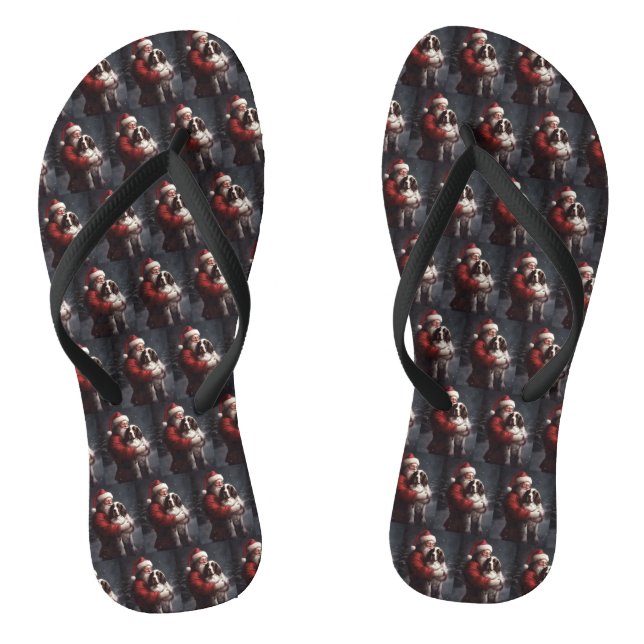 Springer Spaniel Santa Claus Festliche Weihnachten Flip Flops (Fußbett)