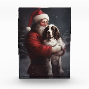 Springer Spaniel Santa Claus Festliche Weihnachten Fotoblock