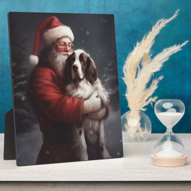Springer Spaniel Santa Claus Festliche Weihnachten Fotoplatte (Seite)