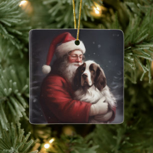 Springer Spaniel Santa Claus Festliche Weihnachten Keramikornament
